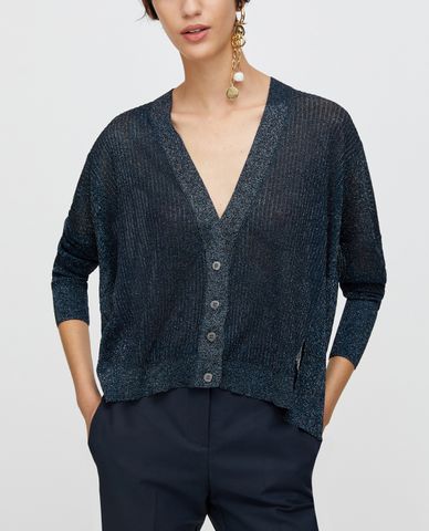  MAX&Co. - Áo cardigan nữ tay dài cổ V Ribbed Lamé 