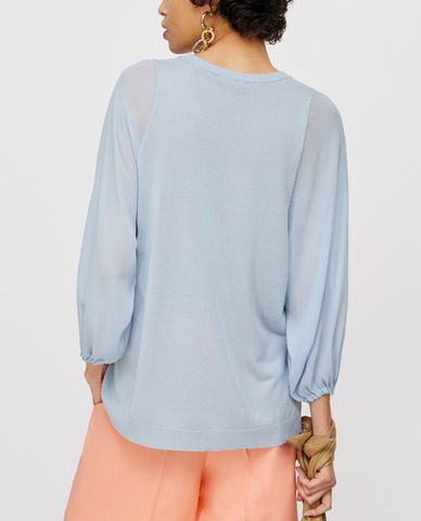  MAX&Co. - Áo kiểu nữ cổ tròn tay dài Knit And Crêpe De Chine 