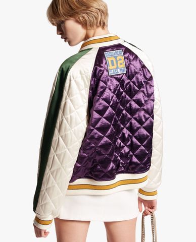  DSQUARED2 - Áo khoác bomber nữ Varsity Satin 