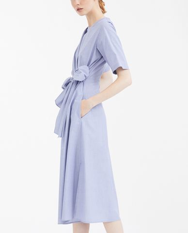  WEEKEND MAX MARA - Đầm midi cổ tròn ngắn tay phối thắt lưng thời trang 