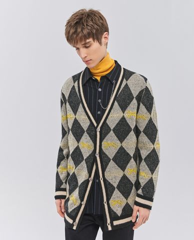  Áo cardigan nam họa tiết tứ giác 