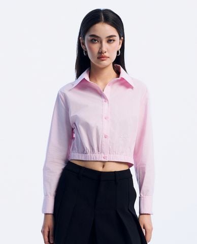  GIGI - Áo sơ mi croptop cổ bẻ tay dài hiện đại 