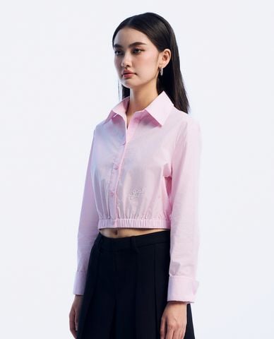  GIGI - Áo sơ mi croptop cổ bẻ tay dài hiện đại 