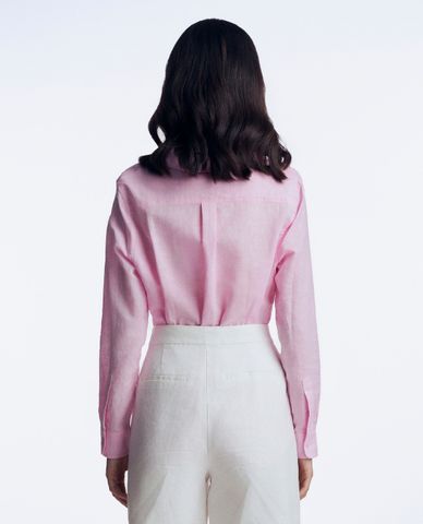  GIGI - Áo sơ mi nữ cổ bẻ tay dài phối logo thêu tinh tế 