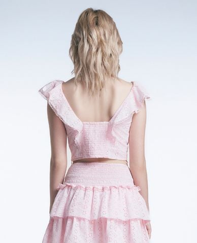  GIGI - Áo kiểu cổ vuông phối bèo dịu dàng 