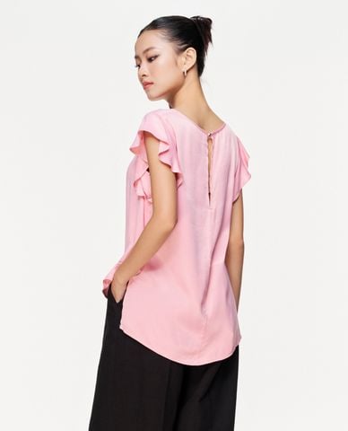  GIGI - Áo kiểu nữ cổ tròn tay ngắn xếp nếp thời trang 