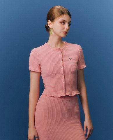  GIGI - Áo croptop cổ tròn tay ngắn hiện đại 