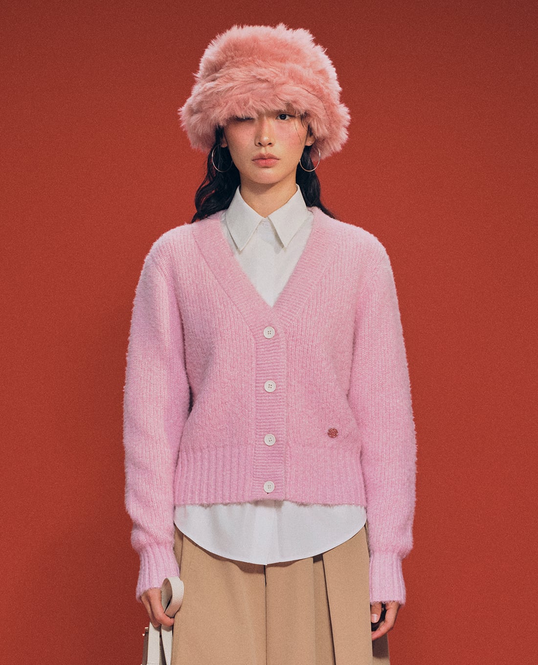 GIGI - Áo khoác cardigan nữ cổ V tay dài trẻ trung