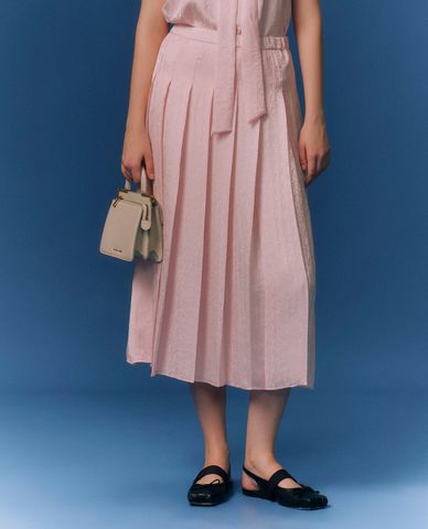  GIGI - Chân váy xếp li midi lưng thun nữ tính 