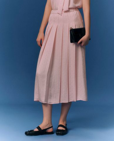  GIGI - Chân váy xếp li midi lưng thun nữ tính 