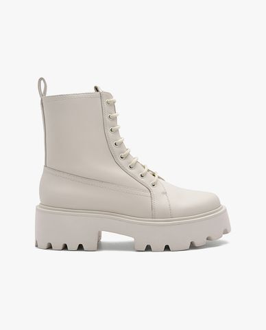  PEDRO - Giày boots nữ cổ cao mũi tròn Leather Chunky 