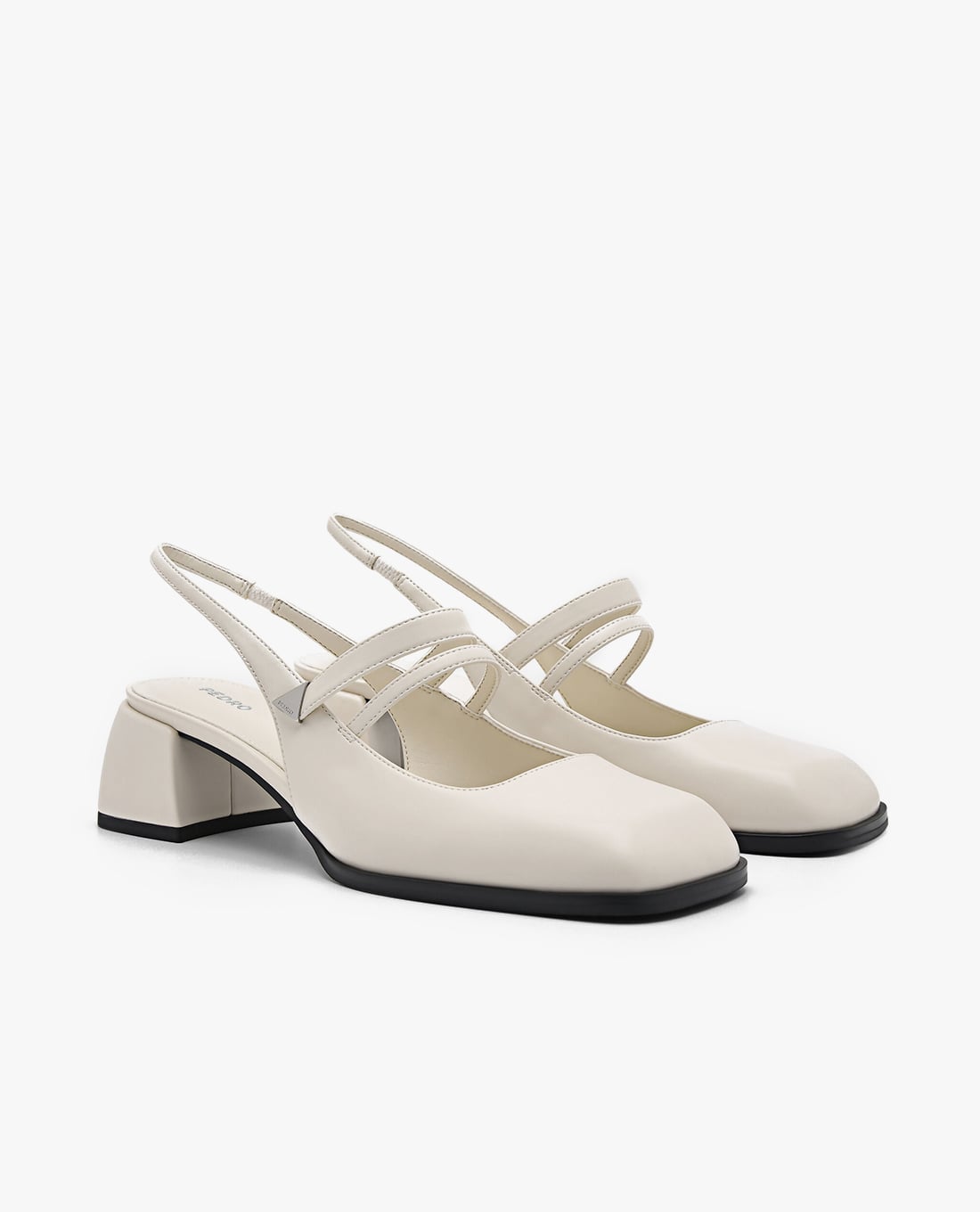 PEDRO giày sandals cao gót nữ mũi vuông Tria màu trắng