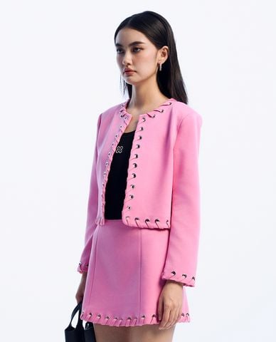  GIGI - Áo khoác croptop cổ tròn tay dài trẻ trung 