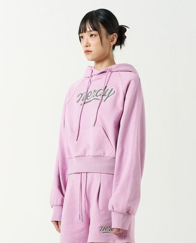  NERDY - Áo hoodie nữ phom croptop Cursive Logo 