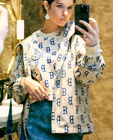  MLB - Áo khoác unisex phối mũ Classic Monogram Front Panel Pattern 