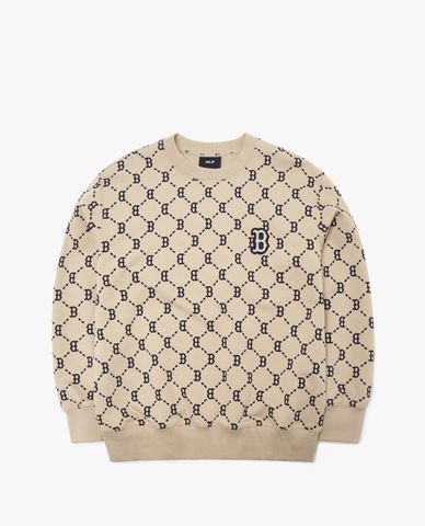  MLB - Áo sweatshirt tay dài cổ tròn Diamond Monogram 