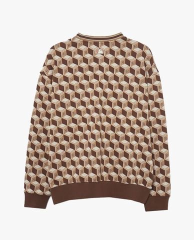  MLB - Áo sweatshirt unisex cổ tròn tay dài Cube Monogram Allover Jaquard 