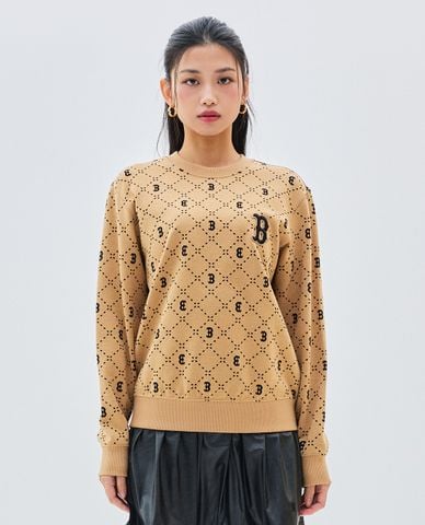  MLB - Áo sweatshirt unisex cổ tròn tay dài Diamond Monogram Jacquard 