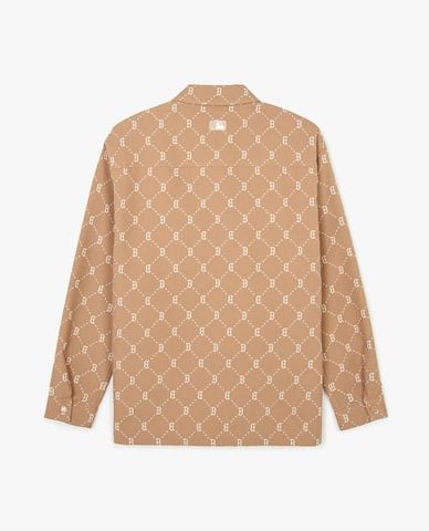 MLB - Áo sơ mi unisex cổ bẻ tay dài Monogram Jacquard 