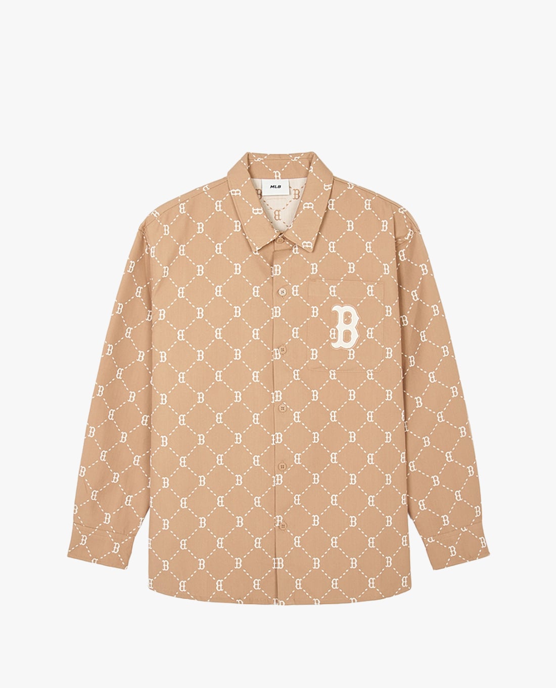 MLB - Áo sơ mi unisex cổ bẻ tay dài Diamond Monogram Jacquard Cotton