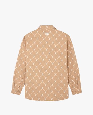  MLB - Áo sơ mi unisex cổ bẻ tay dài Diamond Monogram Jacquard Cotton 