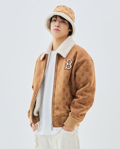  MLB - Áo khoác lông unisex cổ bẻ tay dài Classic Monogram Suede Mustang 