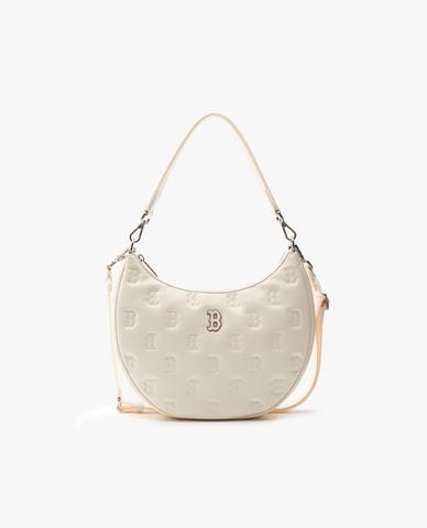  MLB - Túi đeo vai nữ hình bán nguyệt Classic Monogram Embo 