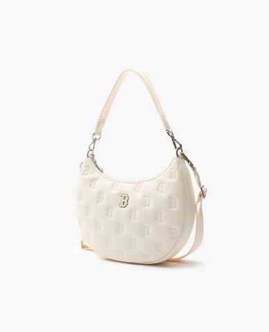  MLB - Túi đeo vai nữ hình bán nguyệt Classic Monogram Embo 