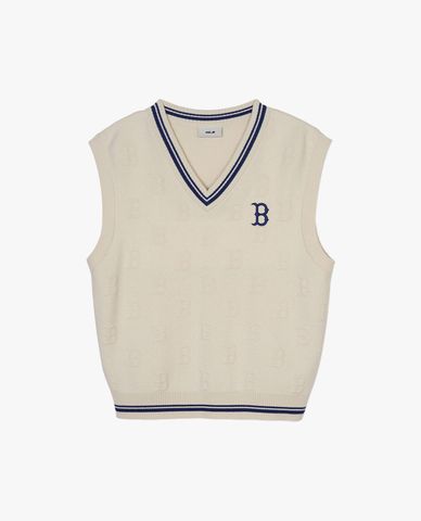  MLB - Áo khoác gilet unisex sát nách cổ V Monogram 
