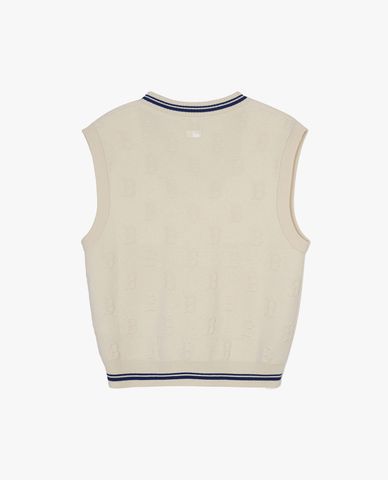  MLB - Áo khoác gilet unisex sát nách cổ V Monogram 