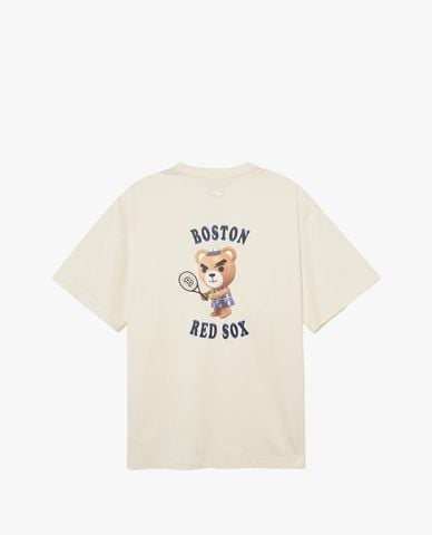  MLB - Áo thun unisex cổ tròn tay ngắn in hình dễ thương 