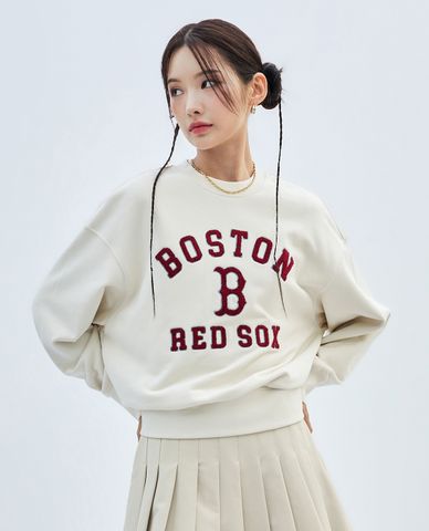  MLB - Áo sweatshirt nữ cổ tròn tay dài Varsity Over Fit 