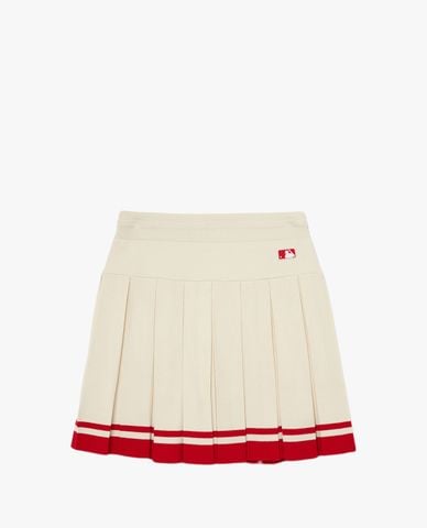  MLB - Chân váy xếp li mini Classic Sports Striped Knit Pleated 