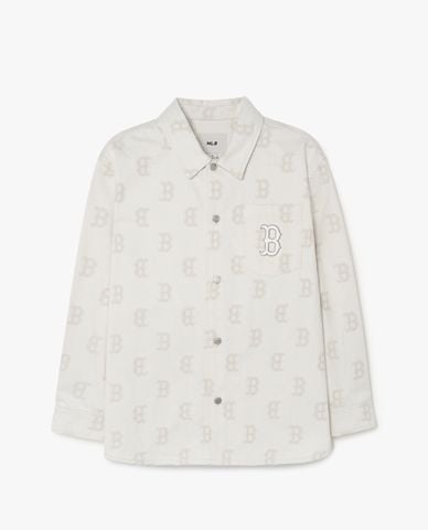  MLB - Áo sơ mi denim unisex tay dài Classic Monogram Jacquard 