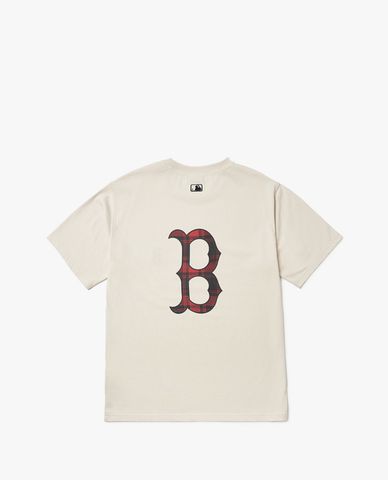  MLB - Áo thun phom suông ngắn tay Check Back Big Logo 