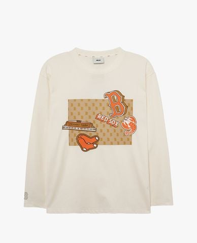  MLB - Áo thun unisex cổ tròn tay dài phom suông thời trang 