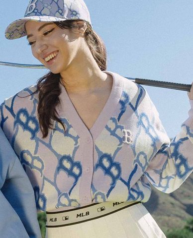  MLB - Áo khoác cardigan nữ Argyle Monogram 