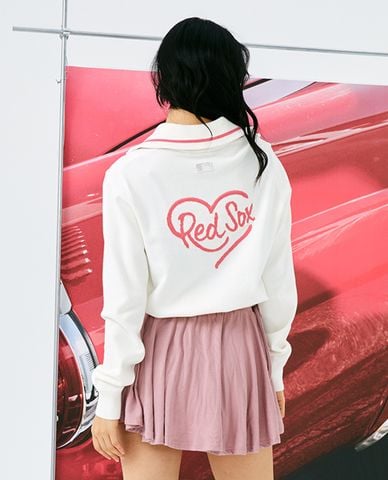  MLB - Áo sweatshirt nữ cổ bẻ tay dài Heart 
