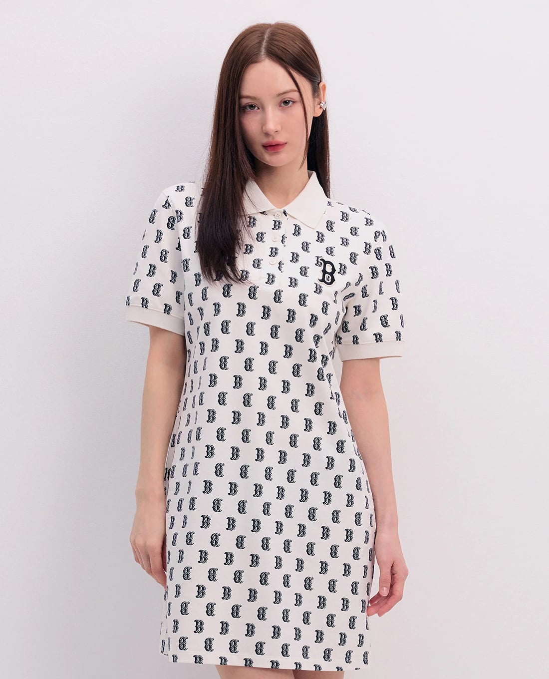 MLB - Đầm polo nữ cổ bẻ tay ngắn mini Mono Monogram Piqué