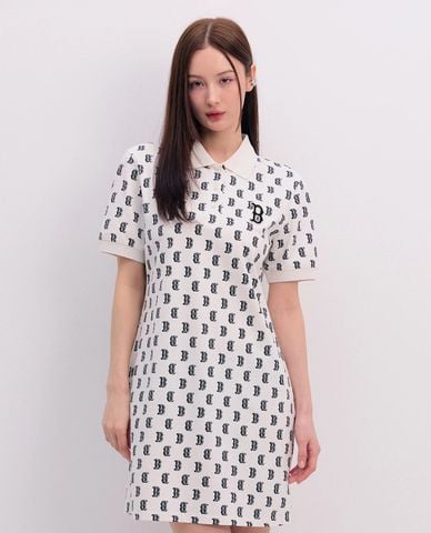  MLB - Đầm polo nữ cổ bẻ tay ngắn mini Mono Monogram Piqué 