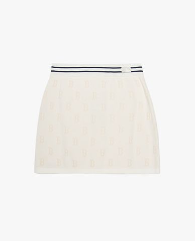 MLB - Chân váy chữ A mini dệt kim Monogram 