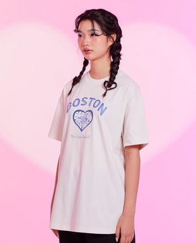  MLB - Áo thun nữ cổ tròn tay ngắn Heart 