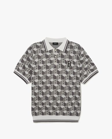  MLB - Áo polo unisex tay ngắn Cube Monogram All Over 