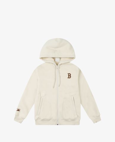  MLB - Áo hoodie tay dài phối zip Fleece Fleece Big Logo 