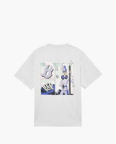  MLB - Áo thun unisex cổ tròn tay ngắn phom suông hiện đại 