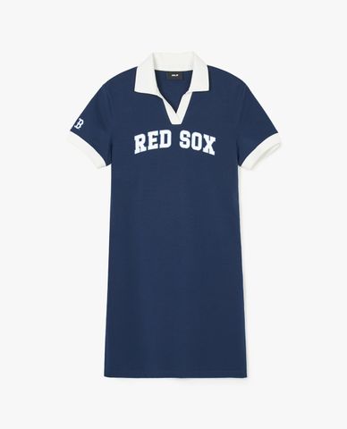  MLB - Đầm polo nữ cổ bẻ tay ngắn mini Varsity Lettering Piqué 