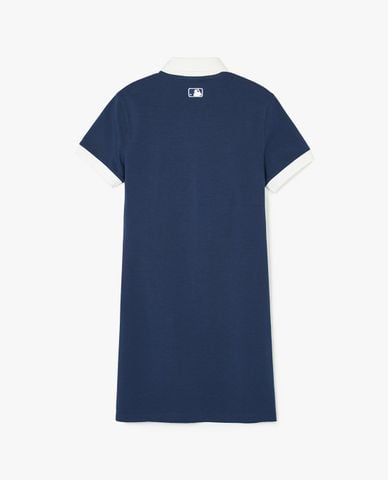  MLB - Đầm polo nữ cổ bẻ tay ngắn mini Varsity Lettering Piqué 