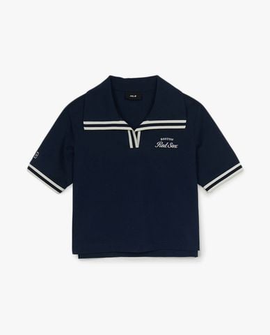  MLB - Áo polo nữ tay ngắn phom croptop Varsity 