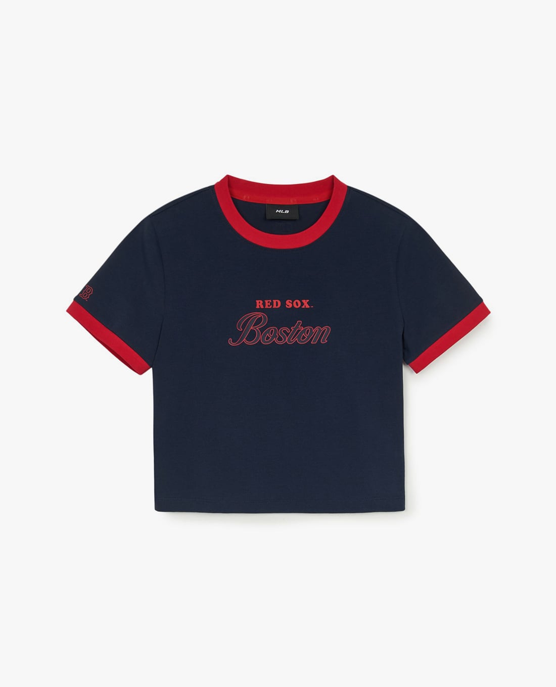 MLB - Áo croptop nữ cổ tròn tay ngắn Varsity Ringer