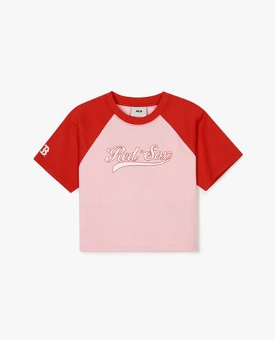  MLB - Áo croptop nữ cổ tròn tay ngắn Varsity Raglan 